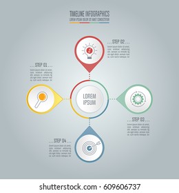 Creative concept for infographic. Timeline infographic design vector and marketing icons for presentation, workflow layout, diagram, annual report, web design. Business concept with 4 options