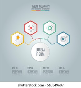Creative concept for infographic. Timeline infographic design vector and marketing icons for presentation, workflow layout, diagram, annual report, web design. Business concept with 4 options.