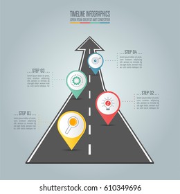 Creative concept for infographic. Timeline infographic design vector and marketing icons for presentation, workflow layout, diagram, annual report, web design. Business concept with 4 options.