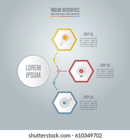 Creative concept for infographic. Timeline infographic design vector and marketing icons for presentation, workflow layout, diagram, annual report, web design. Business concept with 3 options.