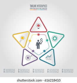 Creative concept for infographic. Timeline infographic design vector and marketing icons for presentation, workflow layout, diagram, annual report, web design. Business concept with 5 options.