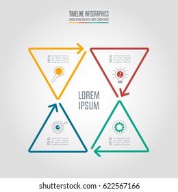 Creative concept for infographic. Timeline infographic design vector and marketing icons for presentation, workflow layout, diagram, annual report, web design. Business concept with 4 options.