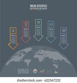 Creative concept for infographic. Timeline infographic design vector and marketing icons for presentation, workflow layout, diagram, annual report, web design. Business concept with 5 options.