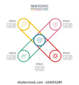 Creative concept for infographic. Timeline infographic design vector and marketing icons for presentation, workflow layout, diagram, annual report, web design. Business concept with 5 options.