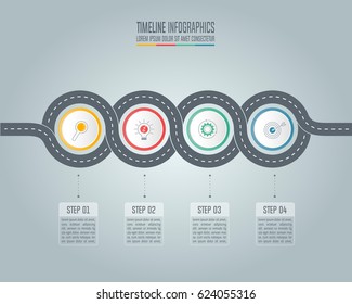 Creative concept for infographic. Timeline infographic design vector and marketing icons for presentation, workflow layout, diagram, annual report, web design. Business concept with 4 options.