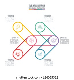 Creative concept for infographic. Timeline infographic design vector and marketing icons for presentation, workflow layout, diagram, annual report, web design. Business concept with 6 options.
