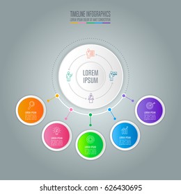 Creative concept for infographic. Timeline infographic design vector and marketing icons for presentation, workflow layout, diagram, annual report, web design. Business concept with 5 options.