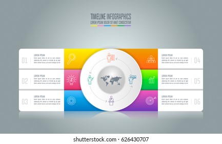 Creative concept for infographic. Timeline infographic design vector and marketing icons for presentation, workflow layout, diagram, annual report, web design. Business concept with 6 options.