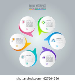 Creative concept for infographic. Timeline infographic design vector and marketing icons for presentation, workflow layout, diagram, annual report, web design. Business concept with 6 options.
