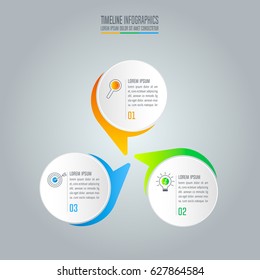 Creative concept for infographic. Timeline infographic design vector and marketing icons for presentation, workflow layout, diagram, annual report, web design. Business concept with 3 options.