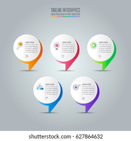 Creative concept for infographic. Timeline infographic design vector and marketing icons for presentation, workflow layout, diagram, annual report, web design. Business concept with 5 options.
