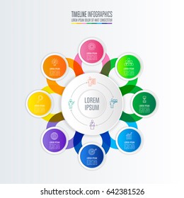 Creative concept for infographic. Timeline infographic design vector and marketing icons for presentation, workflow layout, diagram, annual report, web design. Business concept with 8 options.