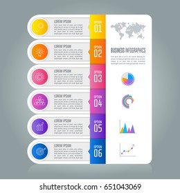 Creative concept for infographic. Timeline infographic design vector and marketing icons for presentation, workflow layout, diagram, annual report, web design. Business concept with 6 options.