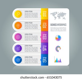 Creative concept for infographic. Timeline infographic design vector and marketing icons for presentation, workflow layout, diagram, annual report, web design. Business concept with 5 options.
