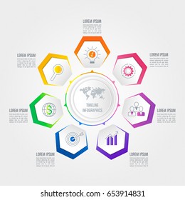 Creative concept for infographic. Timeline infographic design vector and marketing icons for presentation, workflow layout, diagram, annual report, web design. Business concept with 7 options.