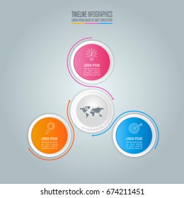 Creative concept for infographic. Timeline infographic design vector and marketing icons for presentation, workflow layout, diagram, annual report, web design. Business concept with 3 options.