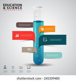 Creative concept infographics test tube glass with speech bubble