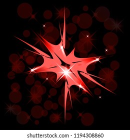 Creative concept of an isolated star with glow effect, sparkles on a black background. Banner for celebrating Christmas and New Year