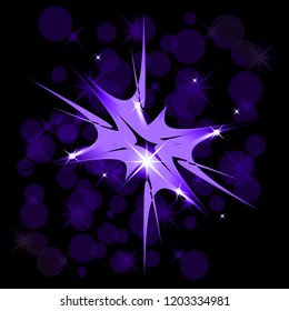 Creative concept of an isolated star with glow effect, sparkles on a black background. Banner for celebrating Christmas and New Year