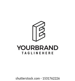 Creative Concept Letter E logo 3D isometric lines geometric shape template