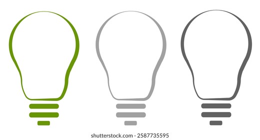 Creative concept of light bulbs in various shades for innovative design and brainstorming ideas