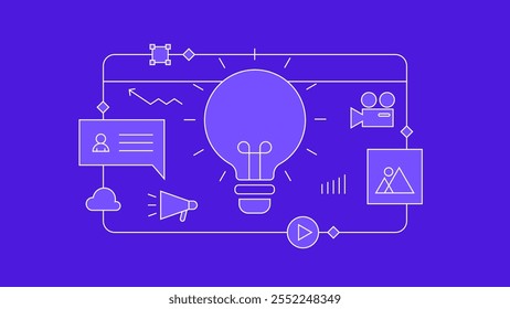 Kreatives Konzept Linienstil. Online-Utility-Anwendung. Medienkommunikationssymbol