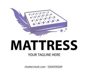 Creative concept logo of hybrid mattress. Twin Mattress emblem.