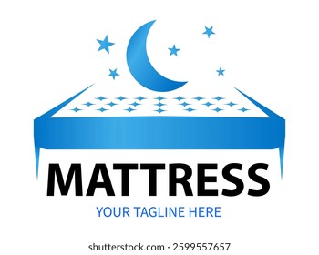 Creative concept logo of hybrid mattress. Twin Mattress emblem.