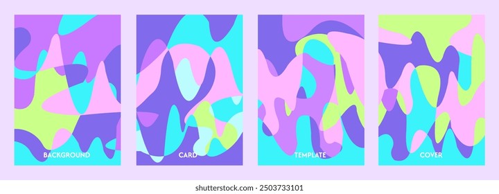 Creative concept minimalist pastel color abstract card background set. Modern abstract art design with unique liquid shapes. Template for celebration, advertising, branding, banner, cover, label, post