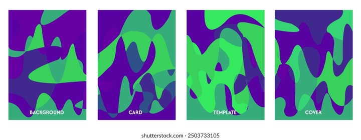 Creative concept minimalist pastel color abstract card background set. Modern abstract art design with unique liquid shapes. Template for celebration, advertising, branding, banner, cover, label, post