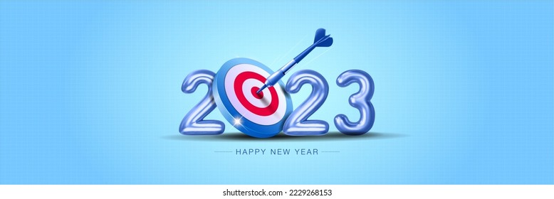 Creative concept for new year 2023. Resolution and success thought for new year 2023. 2023 Happy New Year 3d poster banner and template design Vector illustration.