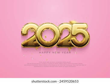 creative concept New year 2025. Design with typography logo number 2025. Minimalist trendy background for branding, banner, cover and card.