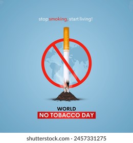 Creative concept of No smoking and World No Tobacco Day on 31st May.