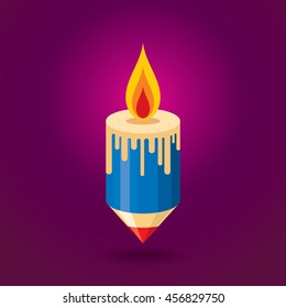 creative concept of pencil and candle.