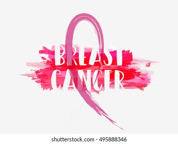 Creative concept poster or banner of Breast Cancer Awareness month with pink ribbon.