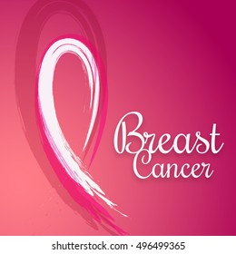 Creative concept poster or banner of Breast Cancer Awareness month with pink ribbon.