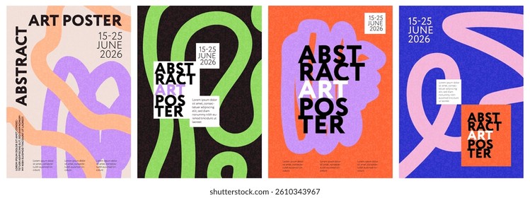 Creative concept of posters or covers with modern abstract design with hand drawn wavy shapes and lines. Templates for ads, branding, banner or flyer, cover, label, print, sales