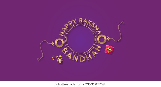 Creative concept of Rakhi festival. Happy Raksha Bandhan Typographic with gift box. Poster Template Design.