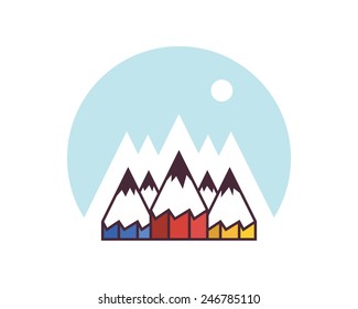 Creative concept represented by pencil mountains. Vector illustration.