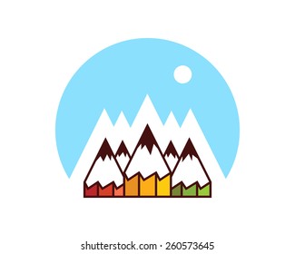 Creative concept represented by pencil mountains. Vector illustration.