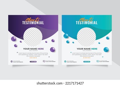 Creative concept for satisfied feedback customer testimonial social media post template