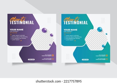 Creative concept for satisfied feedback customer testimonial social media post template