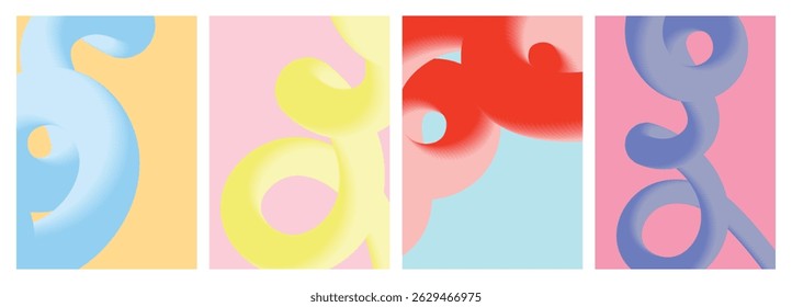 Creative concept of set bright and juicy cards set. Modern abstract art design with wavy shapes and lines. Templates for celebration, ads, branding, banner, cover, label, poster, sales