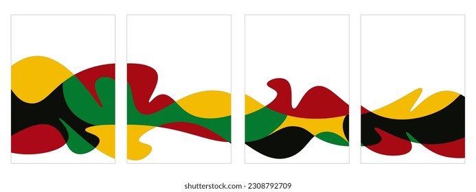 Creative concept set of juneteenth background and texture with wavy shapes. Trendy modern background. Vector Ultra HD 4K