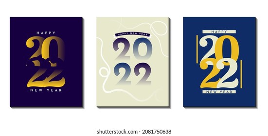 Conjunto de conceptos creativos del nuevo año 2022. Muy adecuado para afiches, carteles, portadas, tarjetas, publicaciones en medios sociales, etc.