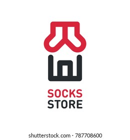 Creative Concept for Socks Shop Store. Logo Design Template with Building Roof Symbol