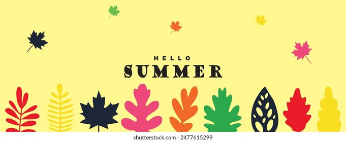 Kreatives Konzept der Sommer hellen Karten mit abstrakten tropischen Blättern gesetzt. Moderne Kunst Minimalistischer Stil Design-Vorlagen für Feiern, Anzeigen, Branding, Banner, Cover, Label, Poster, Vertrieb