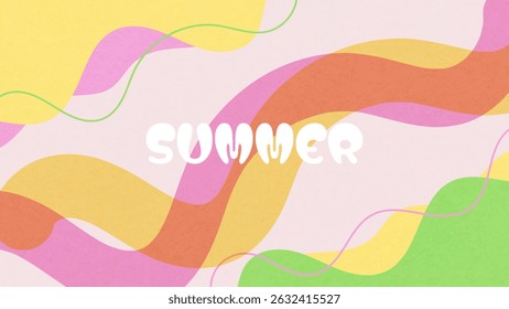 Creative concept of summer bright ,Colorful abstract background, vibrant summer theme, pastel waves and fluid lines.  a cheerful seasonal vibe, ideal for summer event promotions or digital banner
