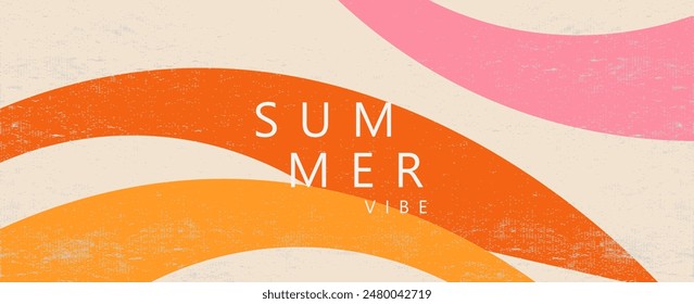 Creative concept of summer bright cover, card or poster in minimal style for corporate identity, branding, social media ads, promo. Modern design template in trendy geometric style