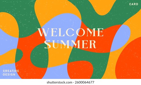 Creative concept of summer bright cover, card or poster in minimal style for corporate identity, branding, social media ads, promo. Modern design template in trendy geometric style